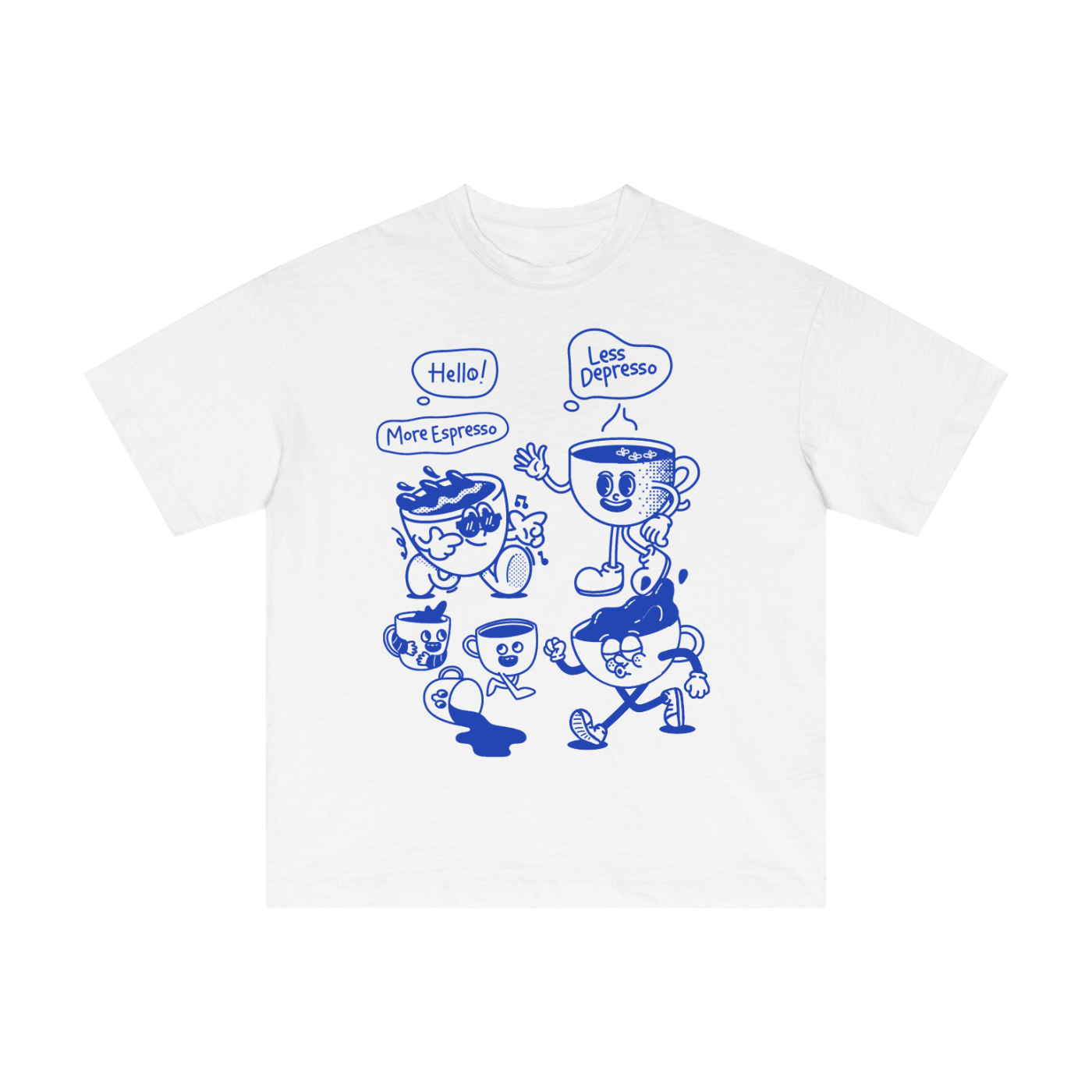 Coffee Cups Lightweight Slub Cotton T-Shirt