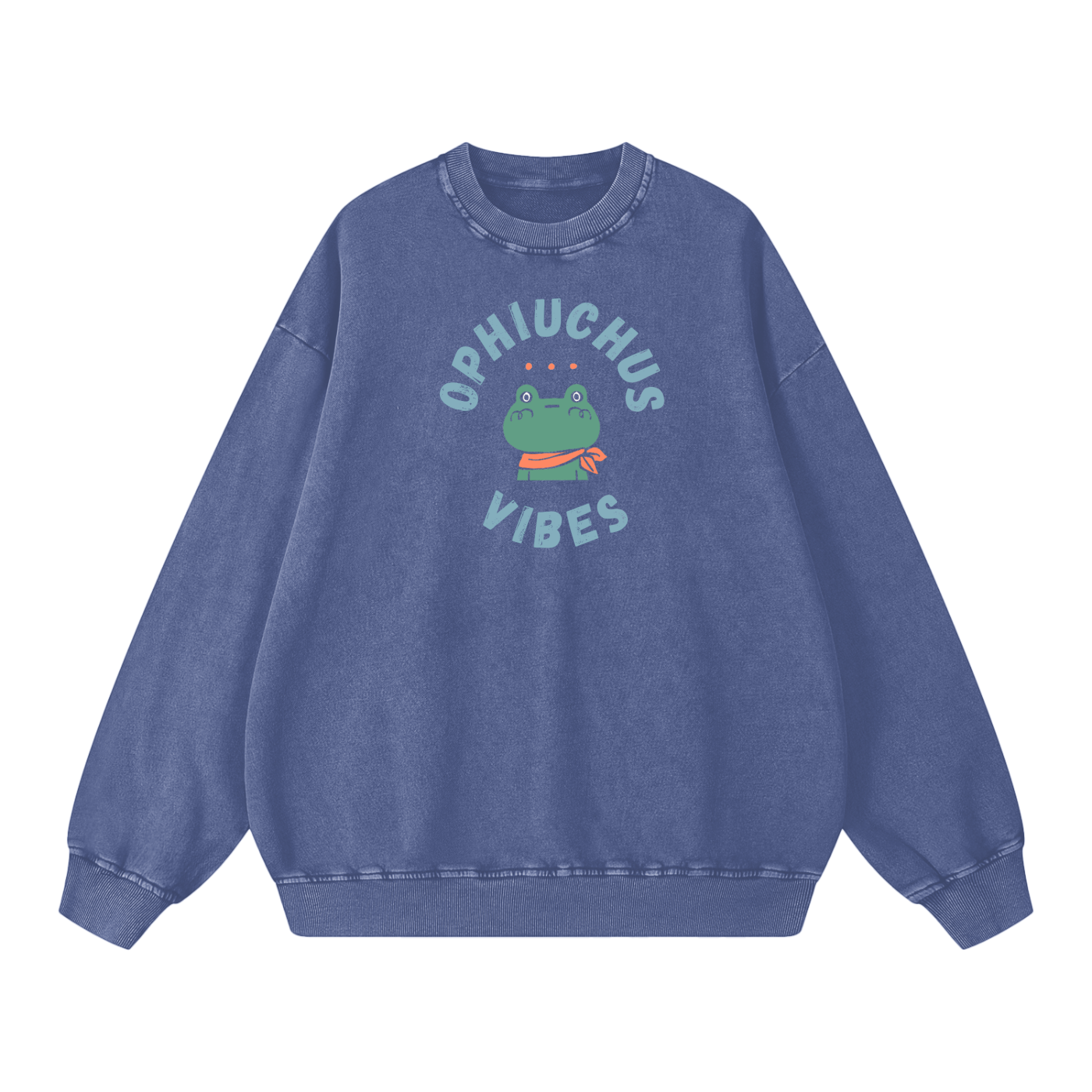 Zodiac Ophiuchus Frog Unisex Acid Wash Oversize Sweatshirt