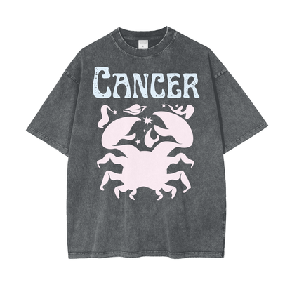 Zodiac Cancer Psychedelic Snow Washed T-Shirt