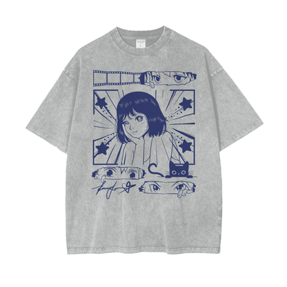 Anime Film Idol Unisex Oversize Snow Washed T-Shirt