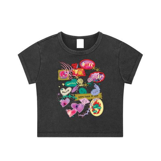 Hodgepodge Snow Washed Crop Top