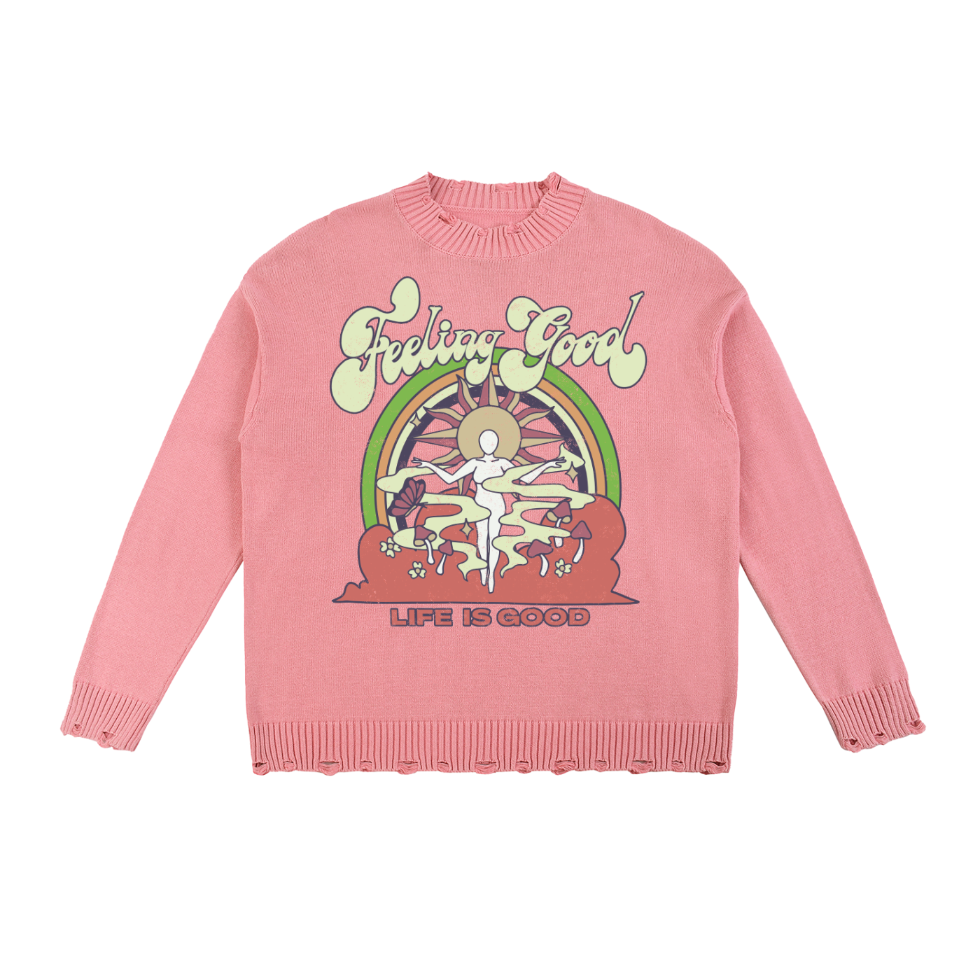 Feeling Good Vintage Washed Hand-Frayed Sweater