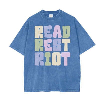 Read Rest Unisex Oversize Snow Washed T-Shirt