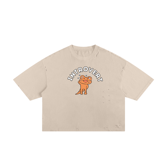 Lizard Introvert Unisex Classic Frayed Boxy Tee