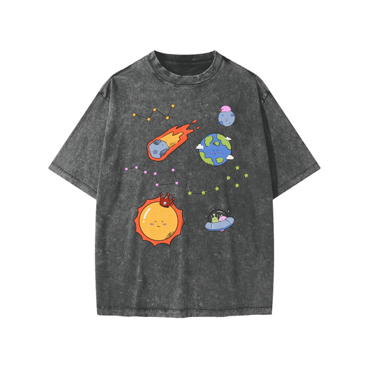 Planets Space Snow Washed KIDS Tee