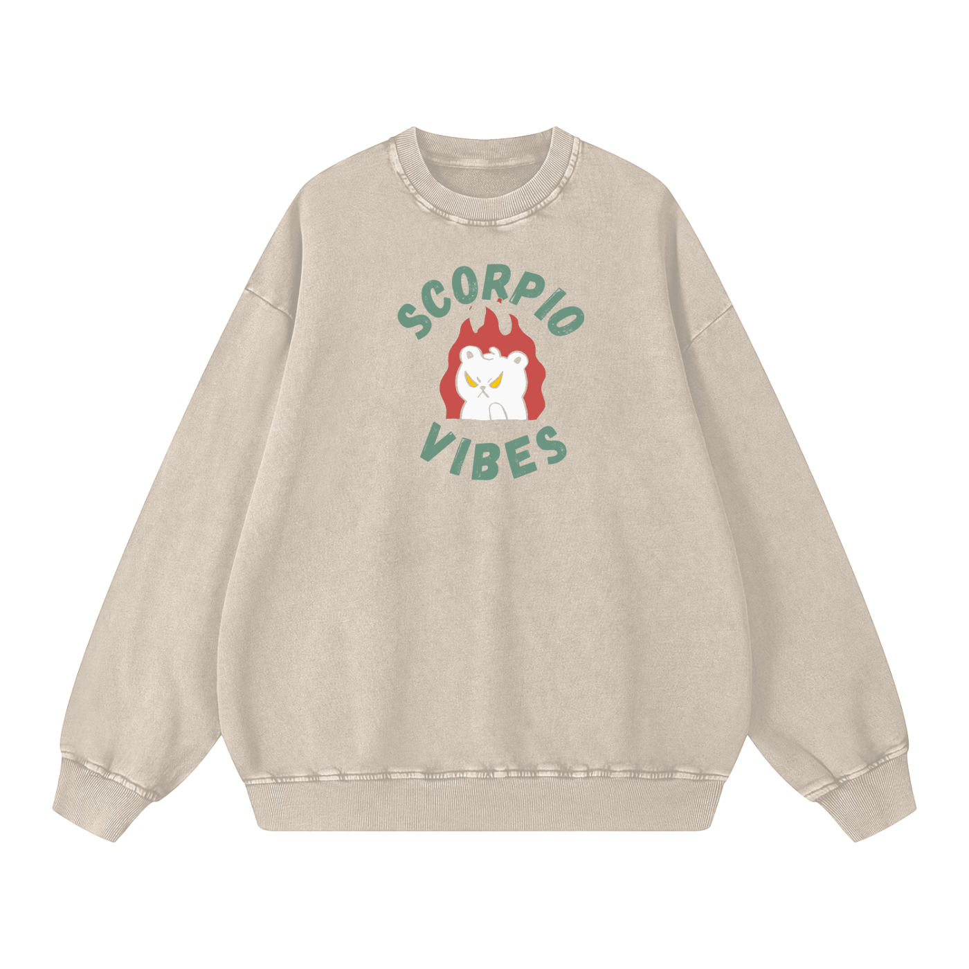 Zodiac Scorpio Bear Unisex Acid Wash Oversize Sweatshirt