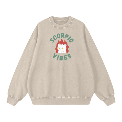 Zodiac Scorpio Bear Unisex Acid Wash Oversize Sweatshirt