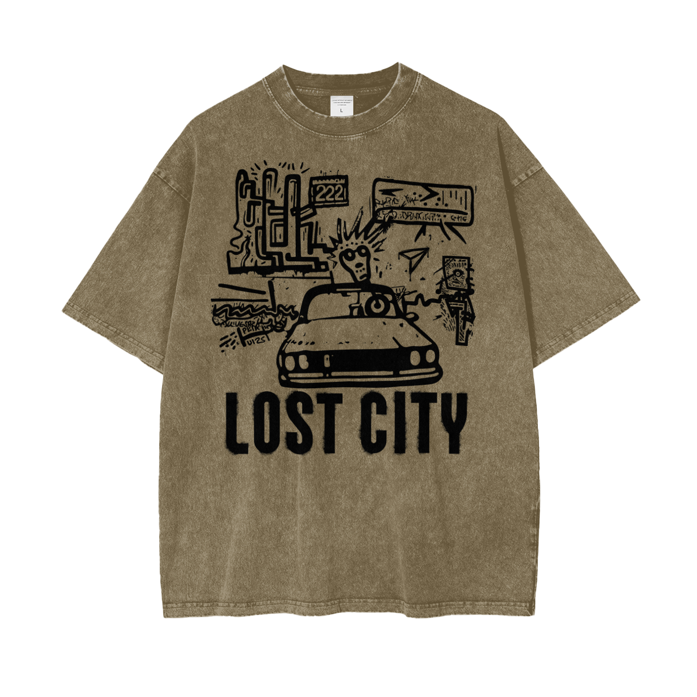 Lost City Unisex Oversize Snow Washed T-Shirt