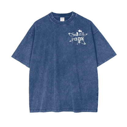 Solar Punk Rising Frt/Bck Oversize Snow Washed T-Shirt