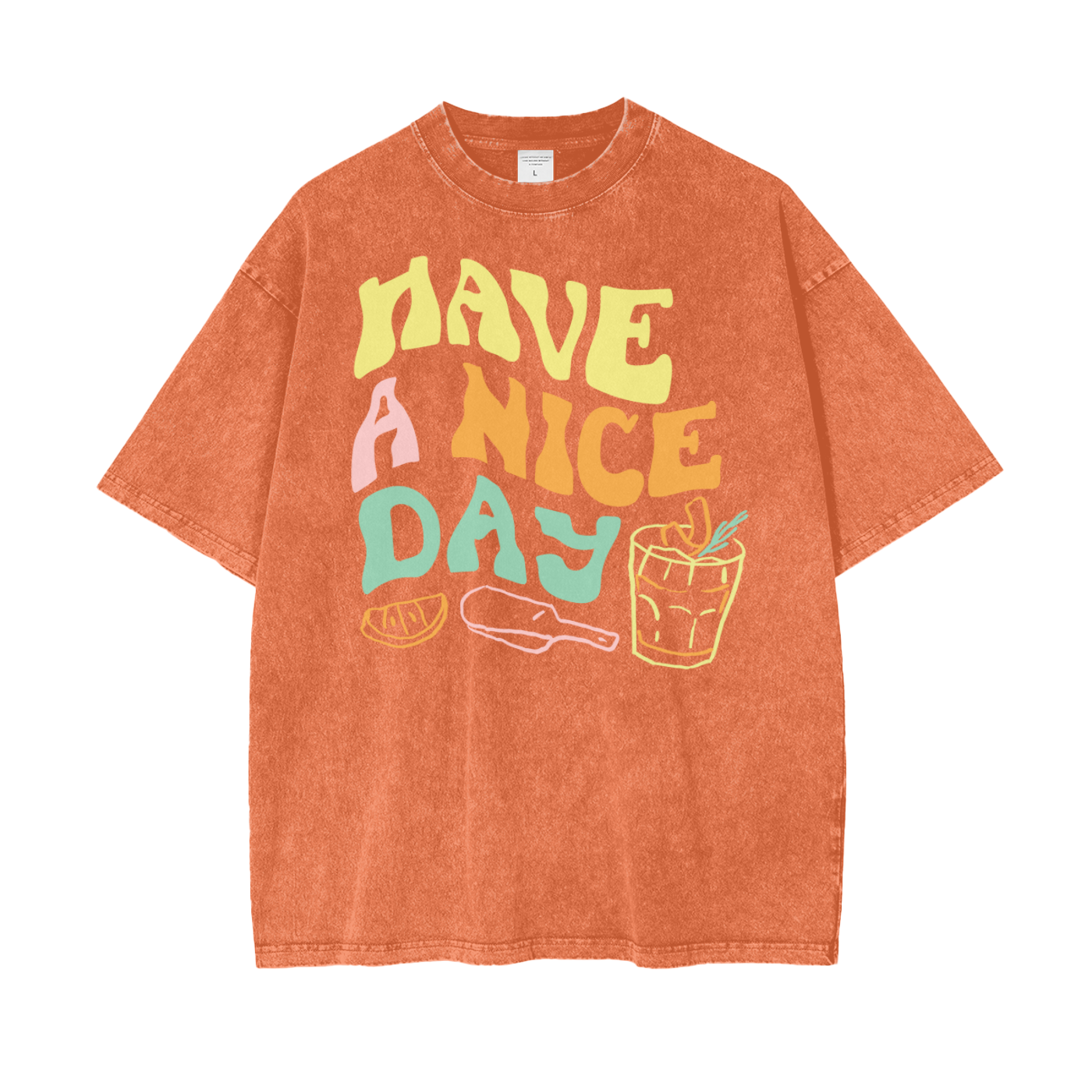Nice Day Drinks Unisex Oversize Snow Washed T-Shirt
