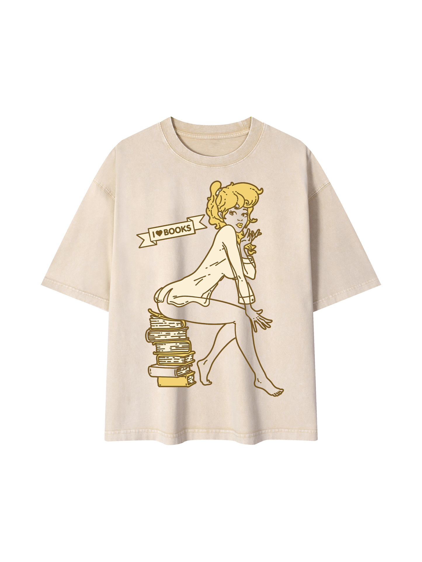 Book Nerd Mineral Wash Boxy Cotton T-Shirt