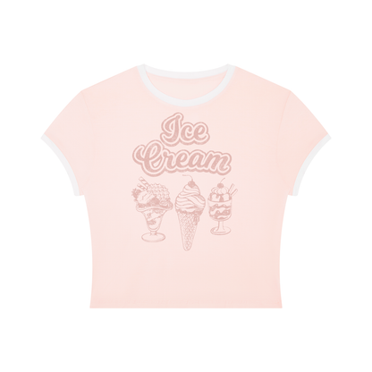 Ice Cream Retro Women's Slim Fit Contrast Rib T-Shirt