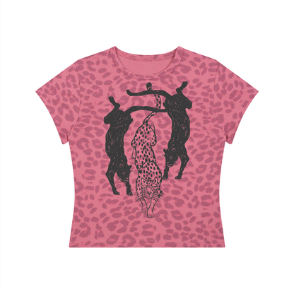 Pink Panthers Women’s Leopard Print Crop T-Shirt