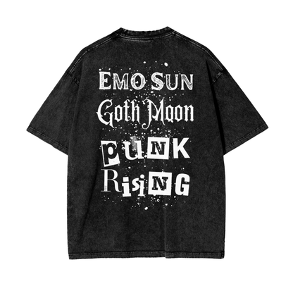 Solar Punk Rising Frt/Bck Oversize Snow Washed T-Shirt