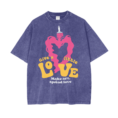 Spread Art Love Unisex Oversize Snow Washed T-Shirt