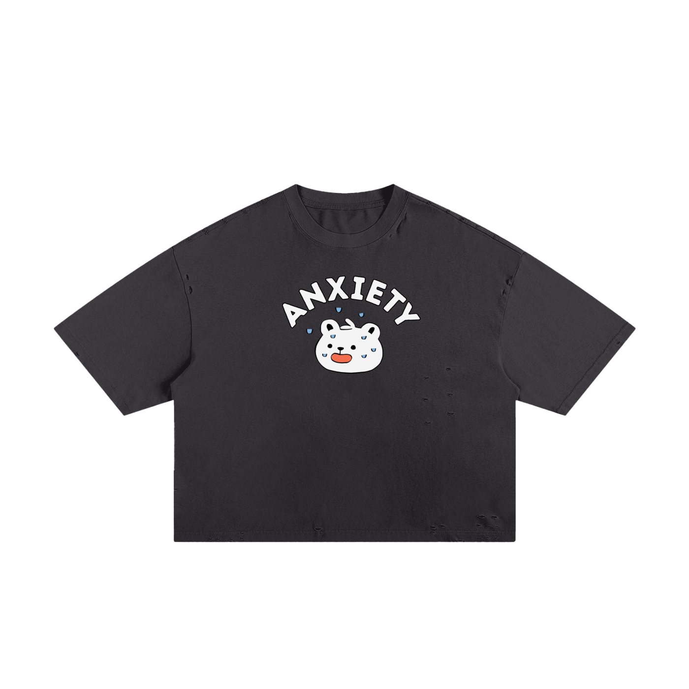 Anxiety Polar Bear Unisex Classic Frayed Boxy Tee