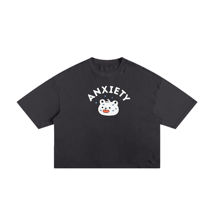 Anxiety Polar Bear Unisex Classic Frayed Boxy Tee