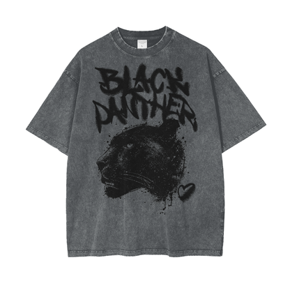 Black Panther Unisex Oversize Snow Washed T-Shirt