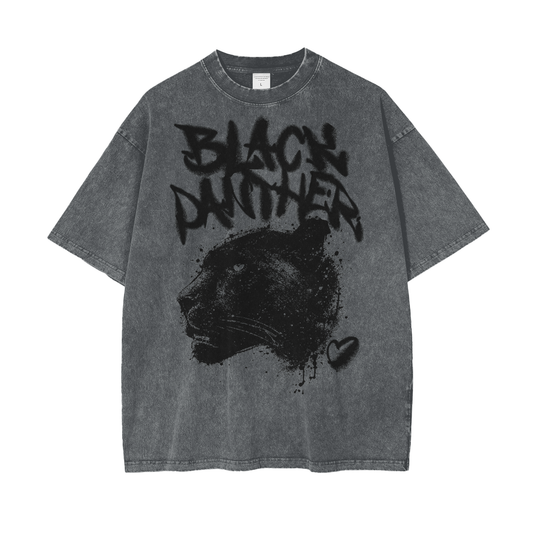 Black Panther Unisex Oversize Snow Washed T-Shirt