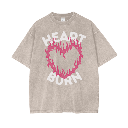 Heart Burn Unisex Oversize Snow Washed T-Shirt