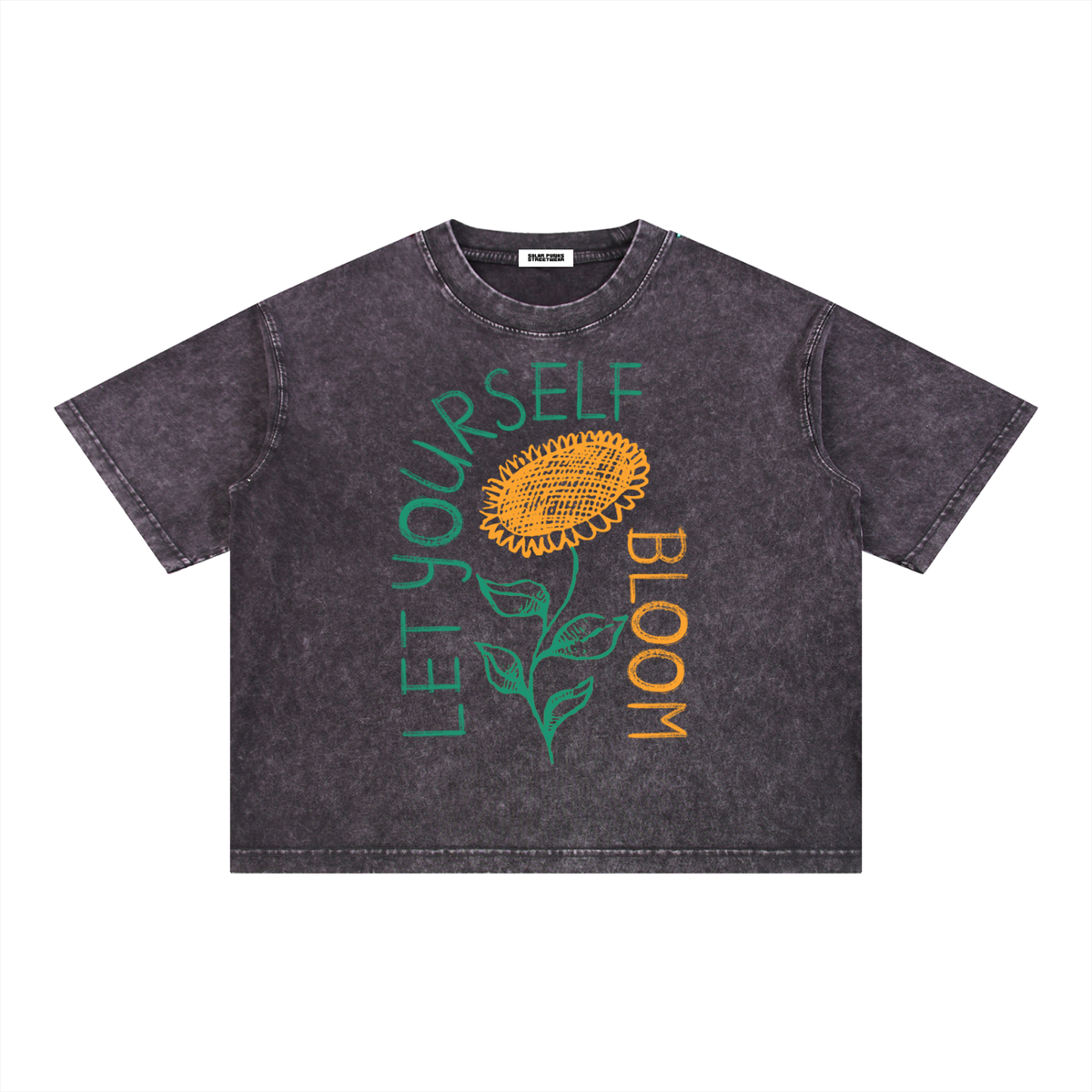 Sunflower Bloom Mineral Wash Unisex Boxy Cotton T-Shirt