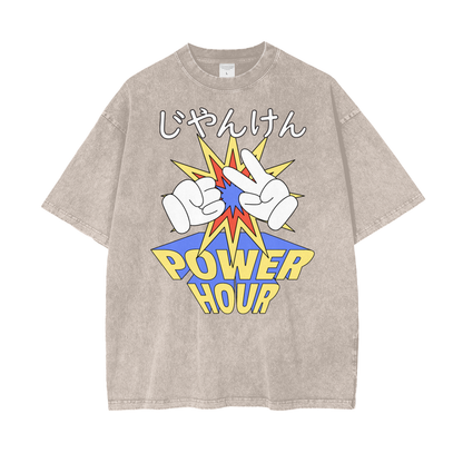Janken Game Unisex Oversize Snow Washed T-Shirt