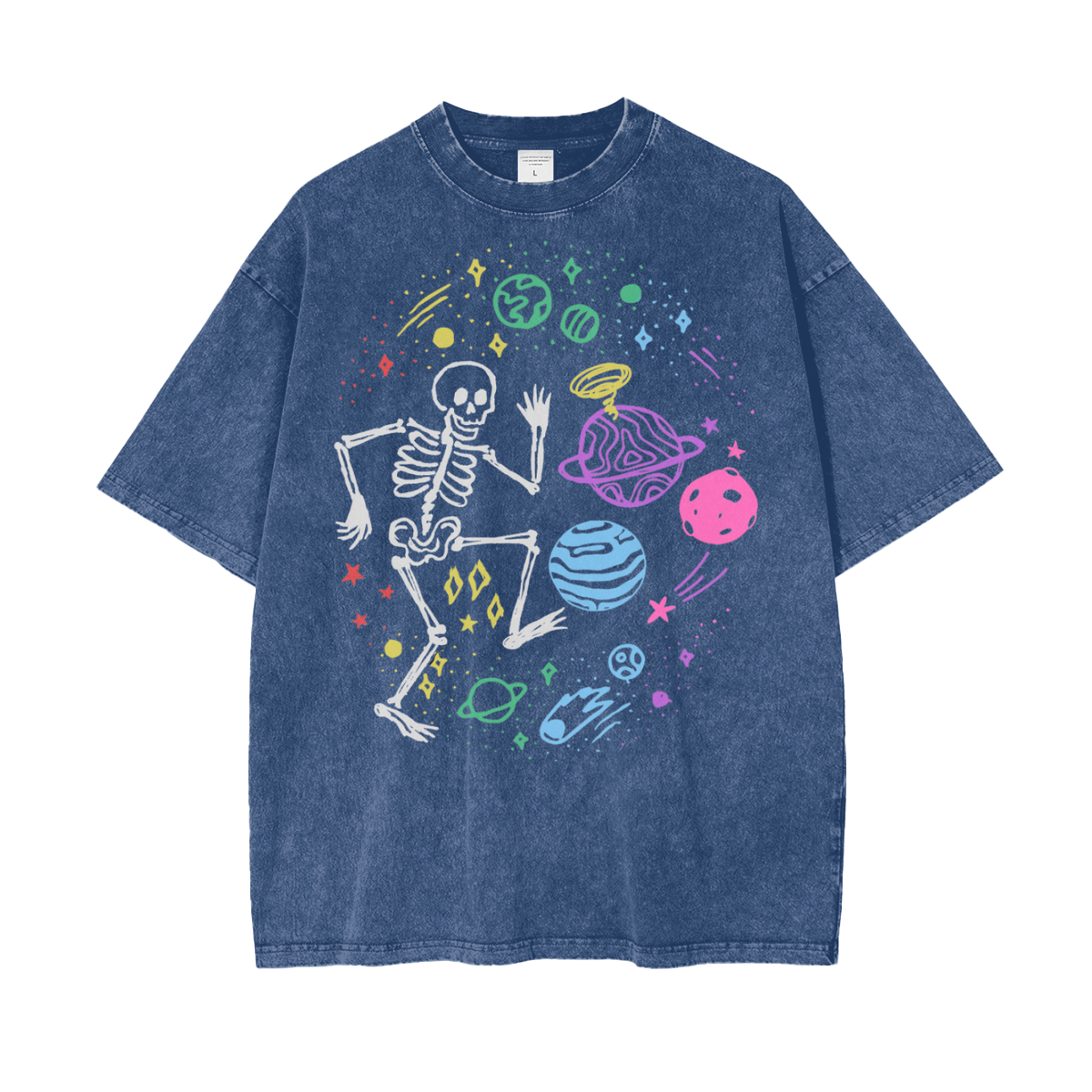Skeleton Universe Unisex Oversize Snow Washed T-Shirt