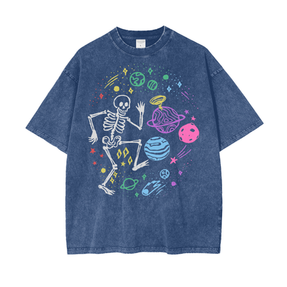 Skeleton Universe Unisex Oversize Snow Washed T-Shirt