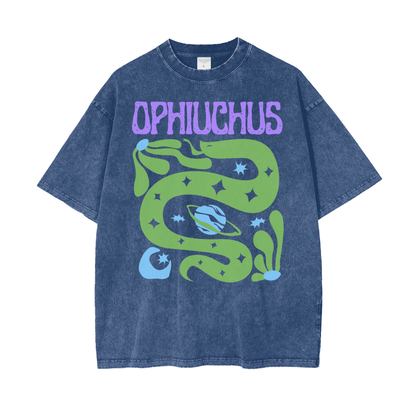 Zodiac Ophiuchus Psychedelic Snow Washed T-Shirt