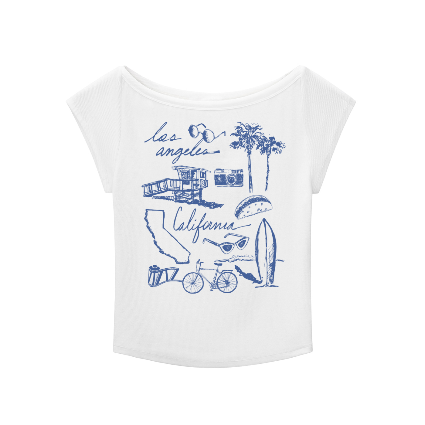 California Retro Wide Scoop Neck 90s Slub T-shirt