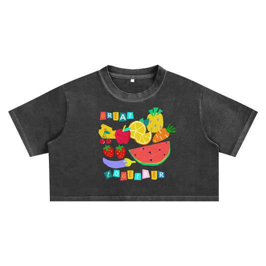 Fruits Snow Washed Crop Top