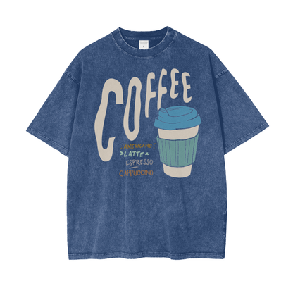 Coffee Unisex Oversize Snow Washed T-Shirt
