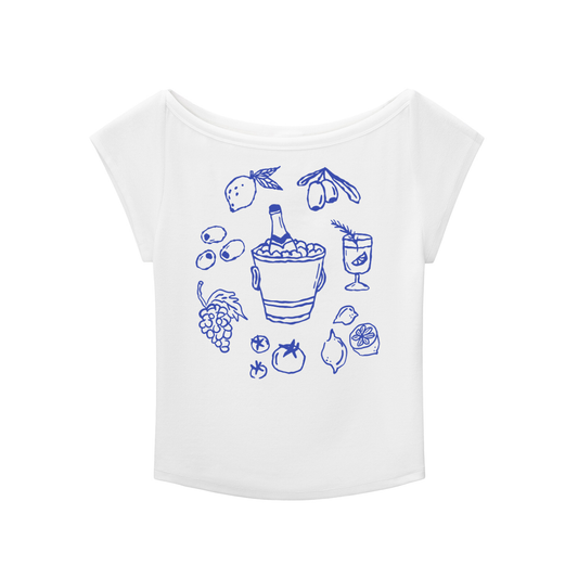 Vacation Wide Neck Slub T-shirt