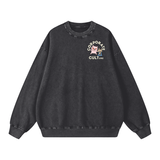 Corp Cult Pig Acid Wash Oversize Sweatshirt