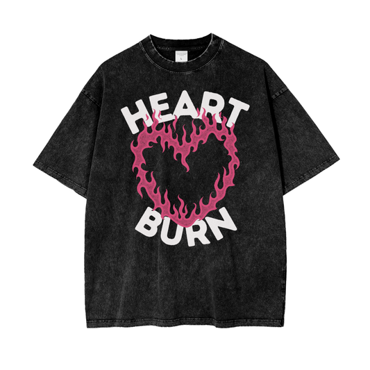 Heart Burn Unisex Oversize Snow Washed T-Shirt