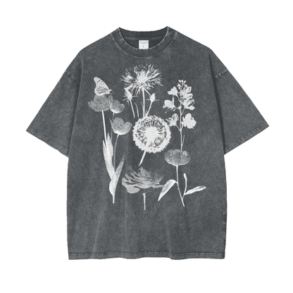Film Flowers Unisex Oversize Snow Washed T-Shirt