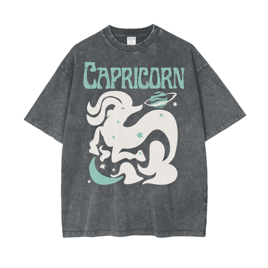 Zodiac Capricorn Psychedelic Snow Washed T-Shirt