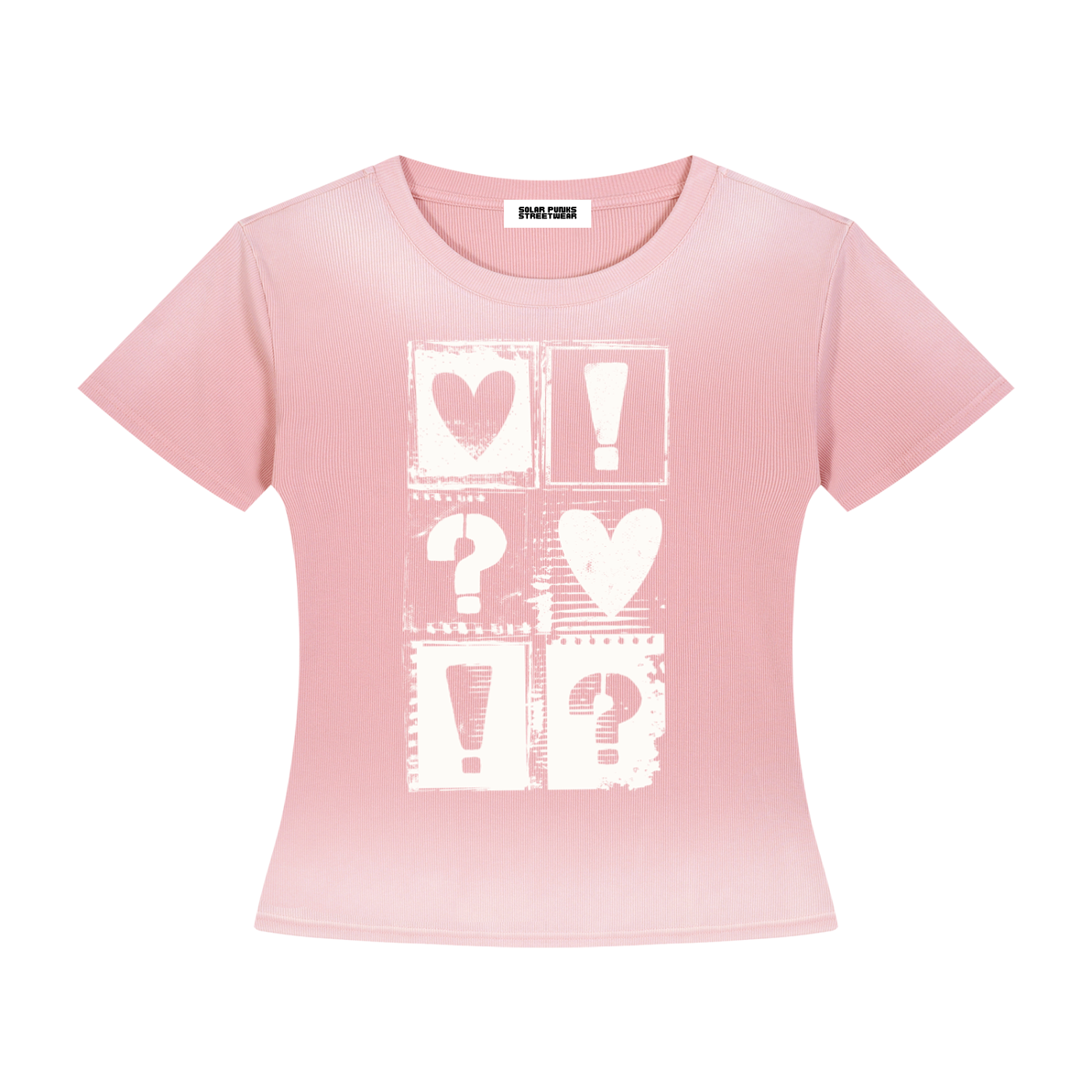 Heart Marks Grunge Punk Sun-Fade Washed T-Shirt