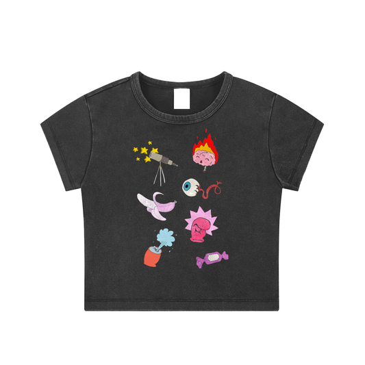 Brain Fry Snow Washed Crop Top