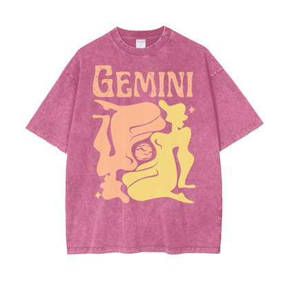 Zodiac Gemini Psychedelic Snow Washed T-Shirt