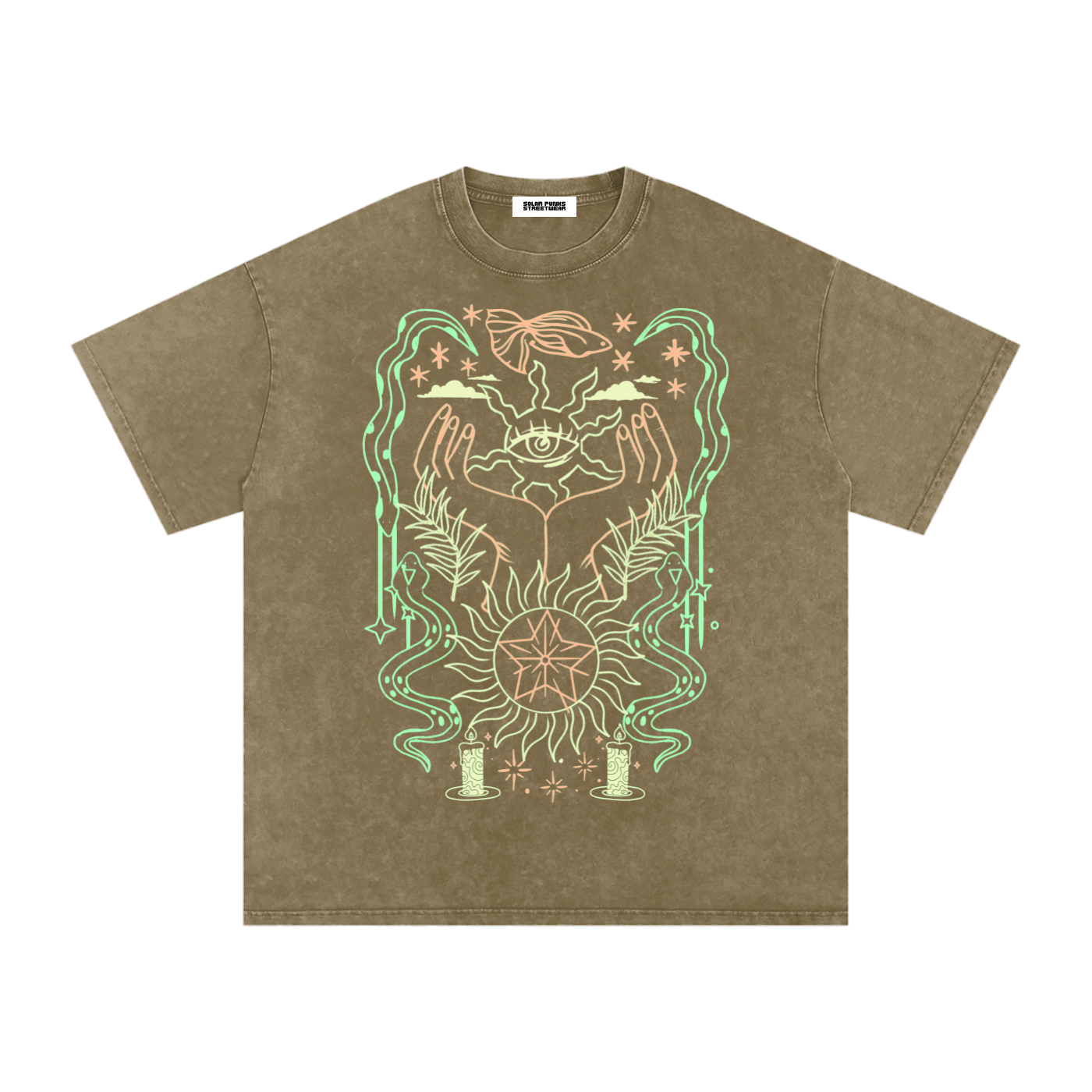 Mystic Hands Unisex Acid Wash Oversize T-Shirt