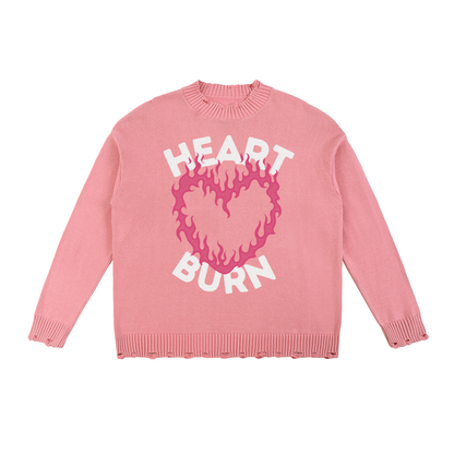 Heart Burn Vintage Washed Hand-Frayed Sweater