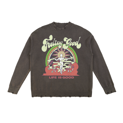 Feeling Good Vintage Washed Hand-Frayed Sweater