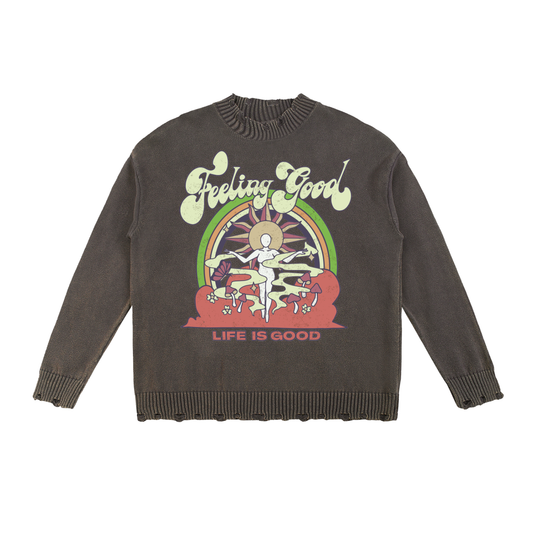 Feeling Good Vintage Washed Hand-Frayed Sweater