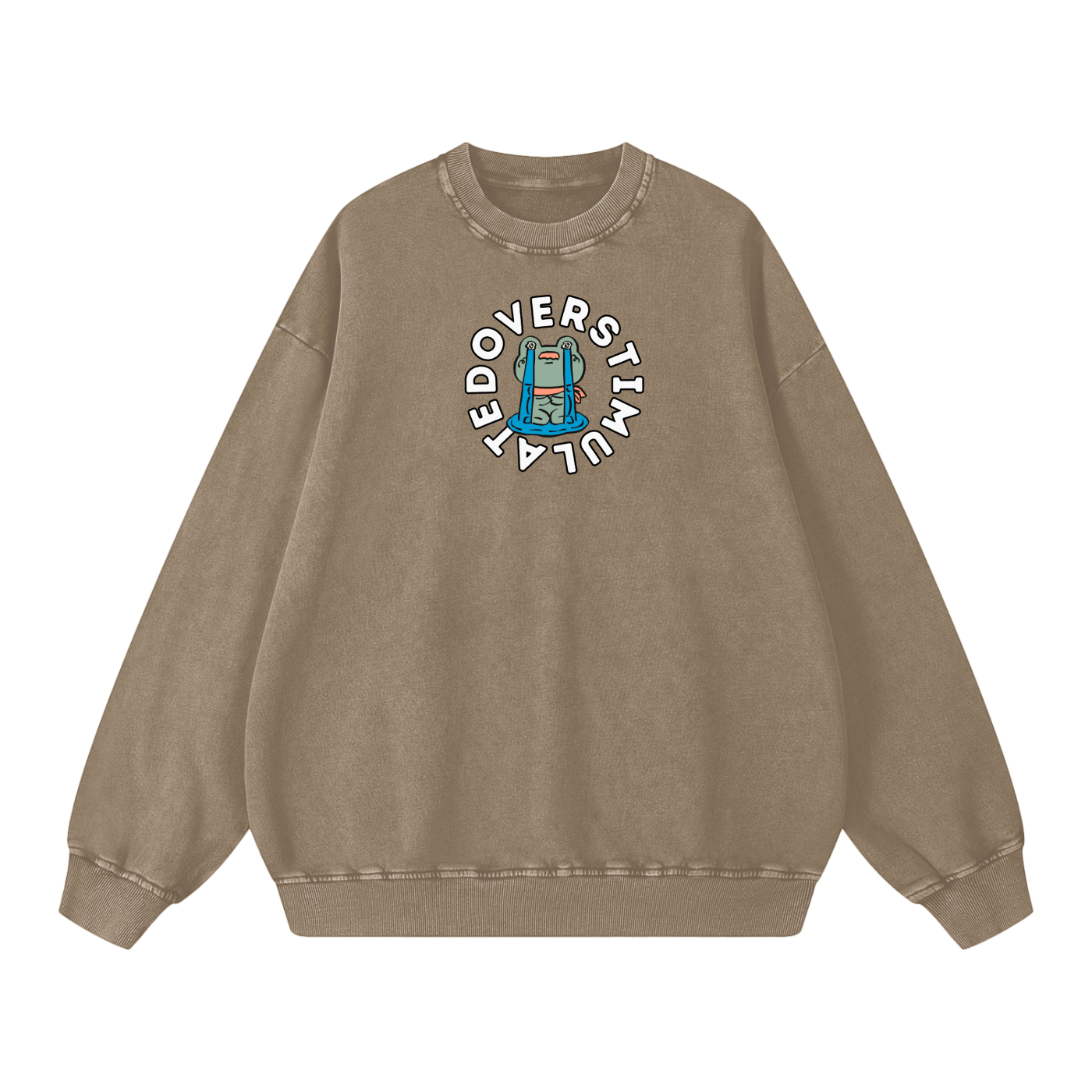 Overstimulated Frog Acid Wash Oversize Sweatshirt