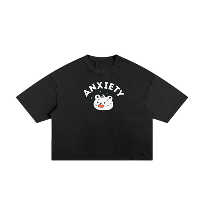 Anxiety Polar Bear Unisex Classic Frayed Boxy Tee