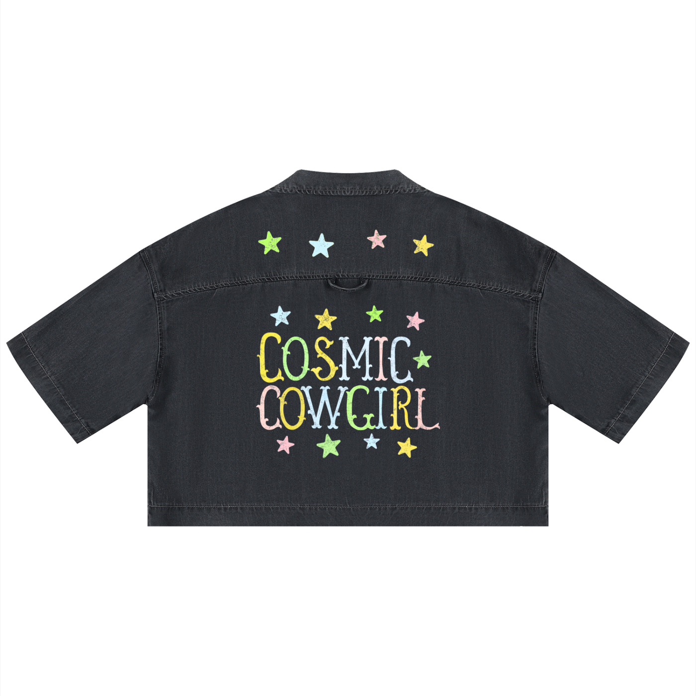 Cosmic Cowgirl Vintage Wash Boxy Crop Button Down T-Shirt