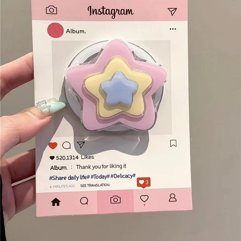 3D Star Magnetic Phone Grip Push Up Ring Holder w/ Kickstand
