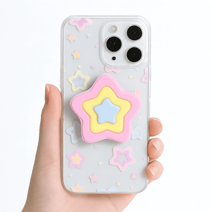 3D Star Magnetic Phone Grip Push Up Ring Holder w/ Kickstand