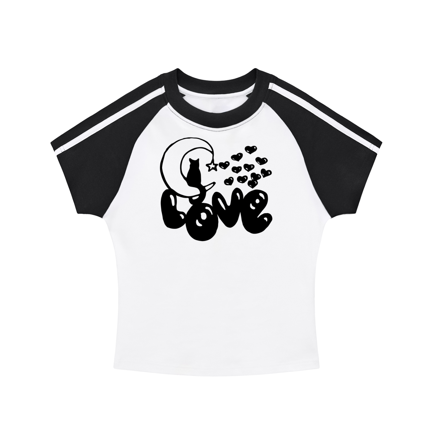 Love Cat Retro Fitted Raglan T-Shirt